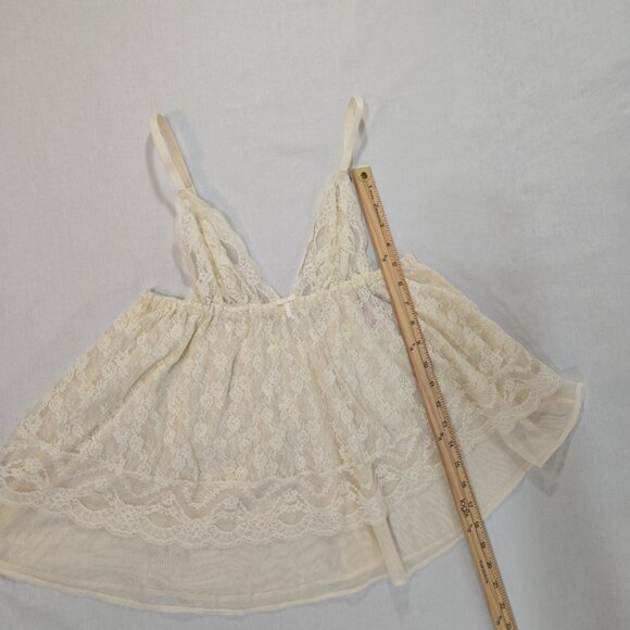 VICTORIA'S SECRET Y2K Fairy Lacy Sheer Ivory Babydoll Top Size M Never Worn! - Picture 11 of 16